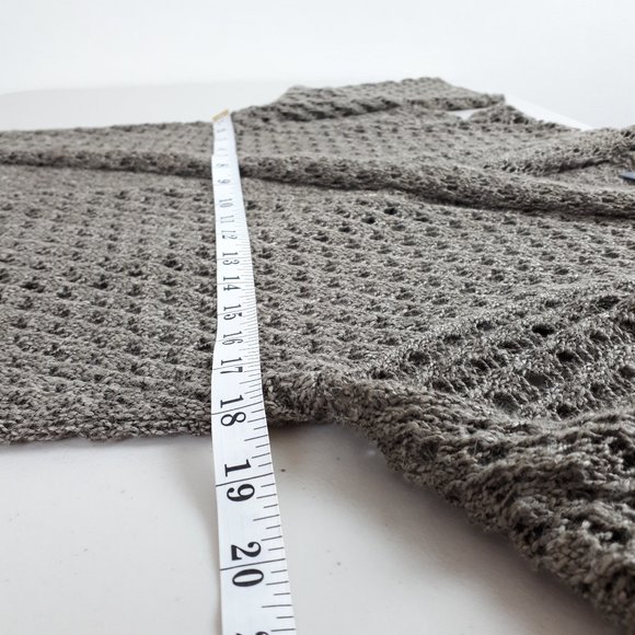 JANA Taupe Open Front Crochet Cardigan - Picture 3 of 14